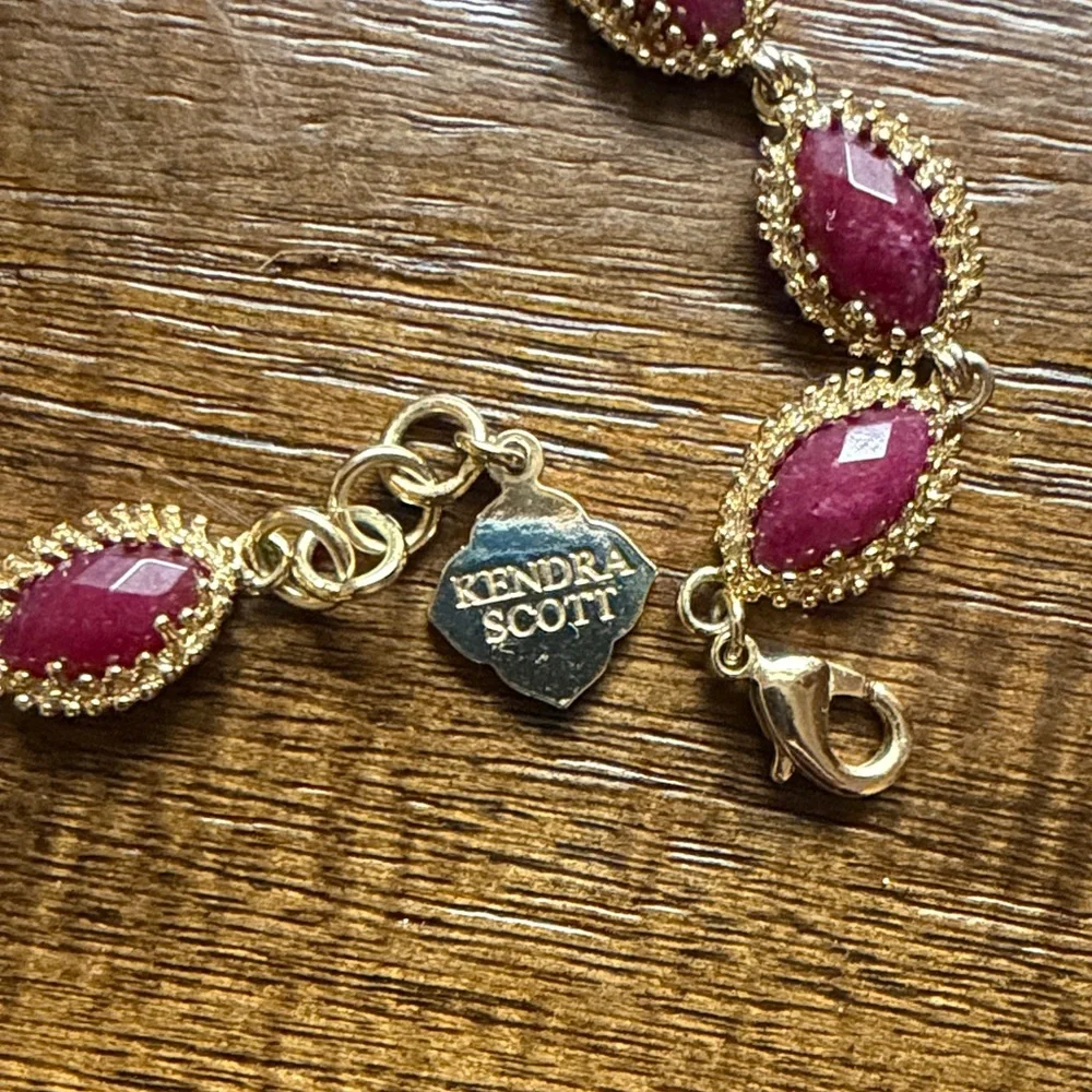 Kendra Scott Gold Bracelet with Maroon Stones - Picture 2 of 6